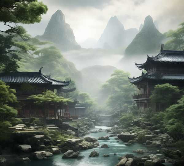 禅院幽境，山水意境与心灵对话的古典诗韵