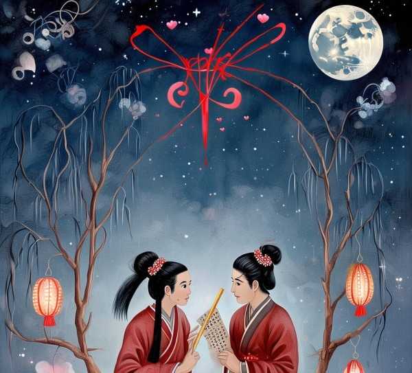 七夕诗意画卷，月老红线下的诗词传情