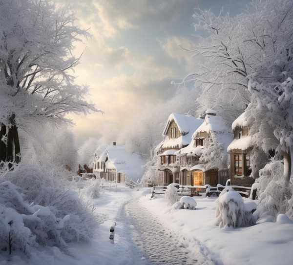 冬日雪景，银装素裹的诗意画卷